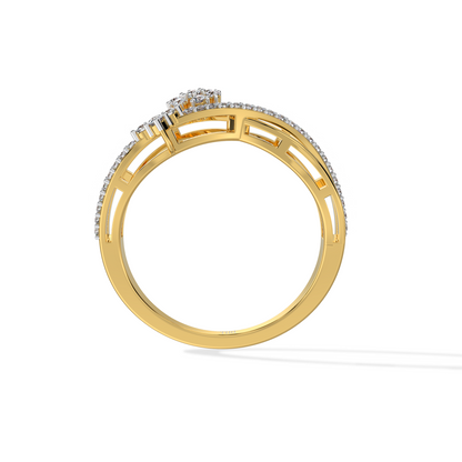 Golden Diamond Infinity Ring
