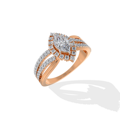 Marquise Gold Halo Ring