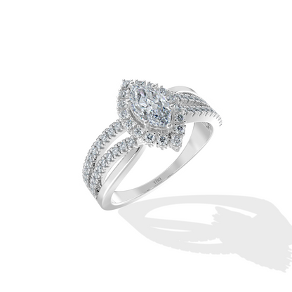 Marquise Gold Halo Ring