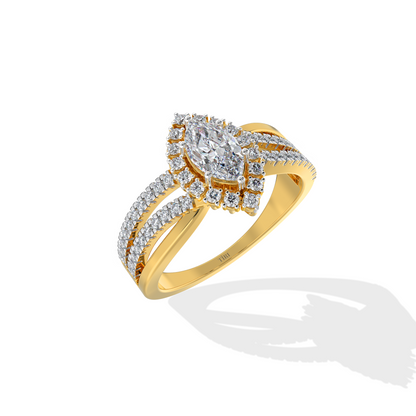 Marquise Gold Halo Ring