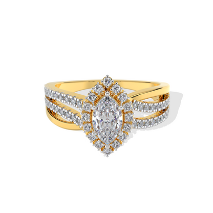 Marquise Gold Halo Ring
