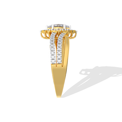 Marquise Gold Halo Ring