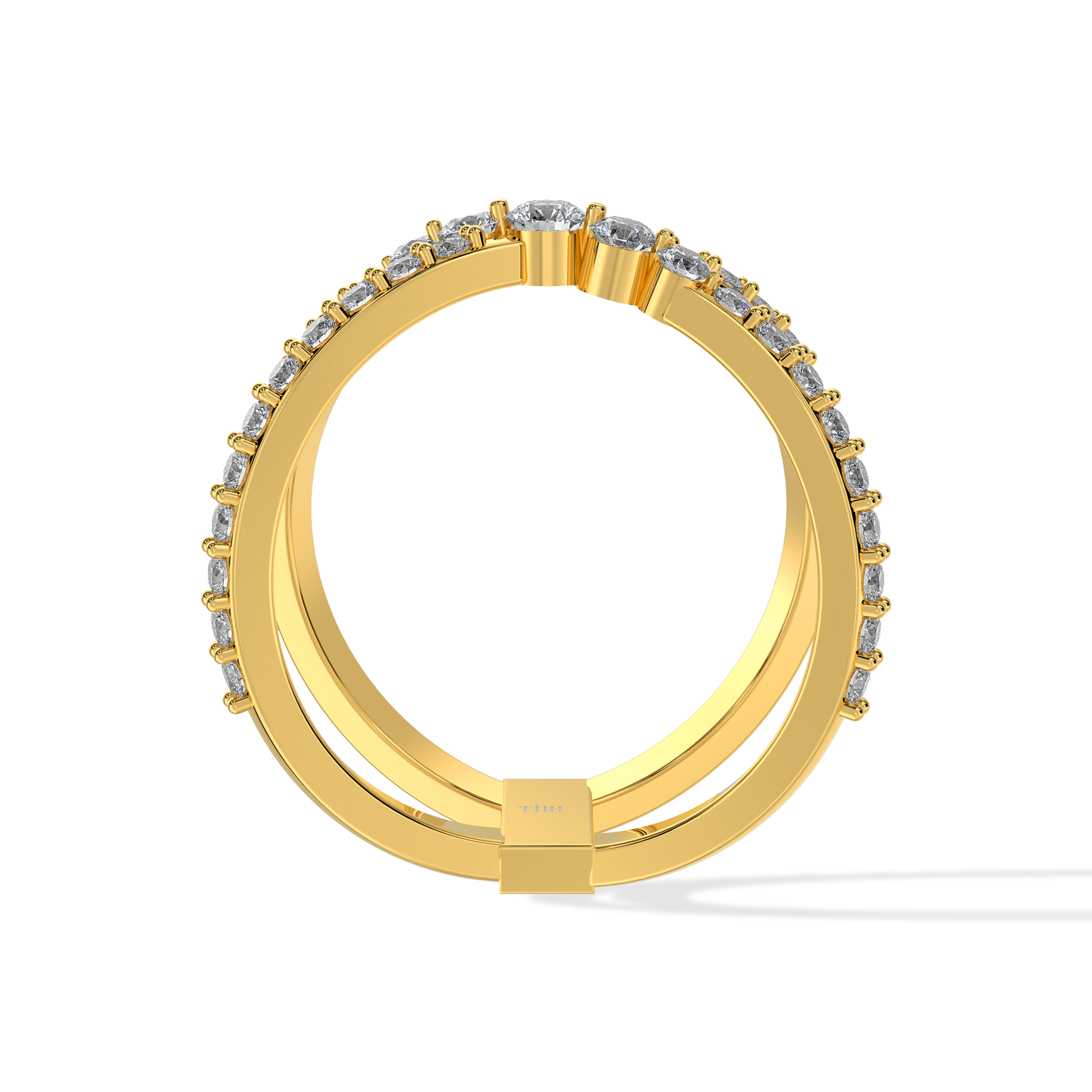 Tiri 0.47 TW diamond ring featuring a sleek design and sparkling diamonds set in a stylish gold band.