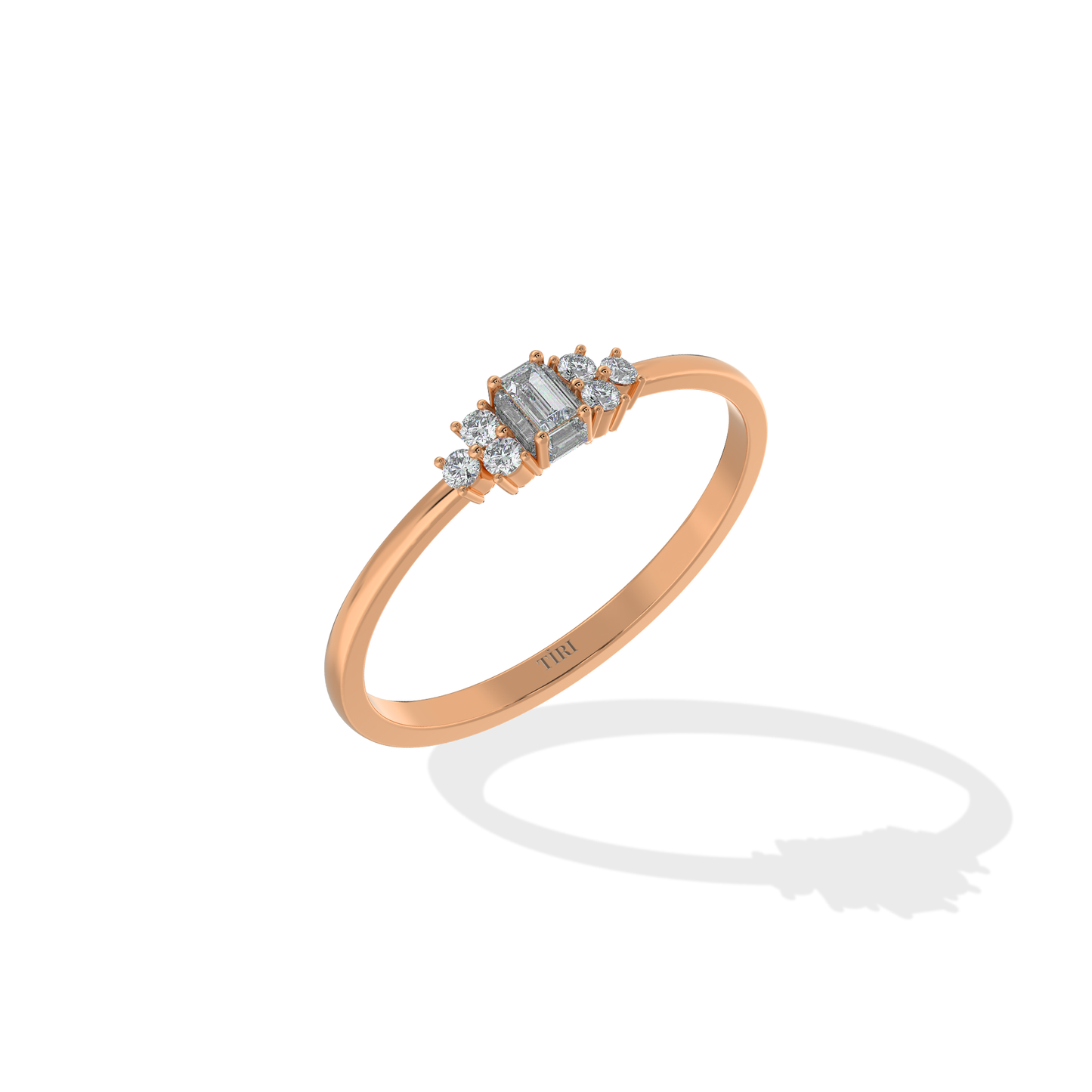 Tiri 0.80 TW diamond ring featuring a sleek design and sparkling diamonds, displayed on a neutral background.