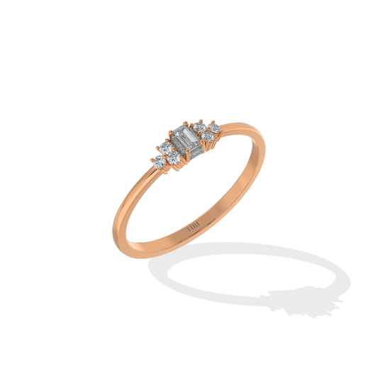 Tiri 0.80 TW diamond ring featuring a sleek design and sparkling diamonds, displayed on a neutral background.