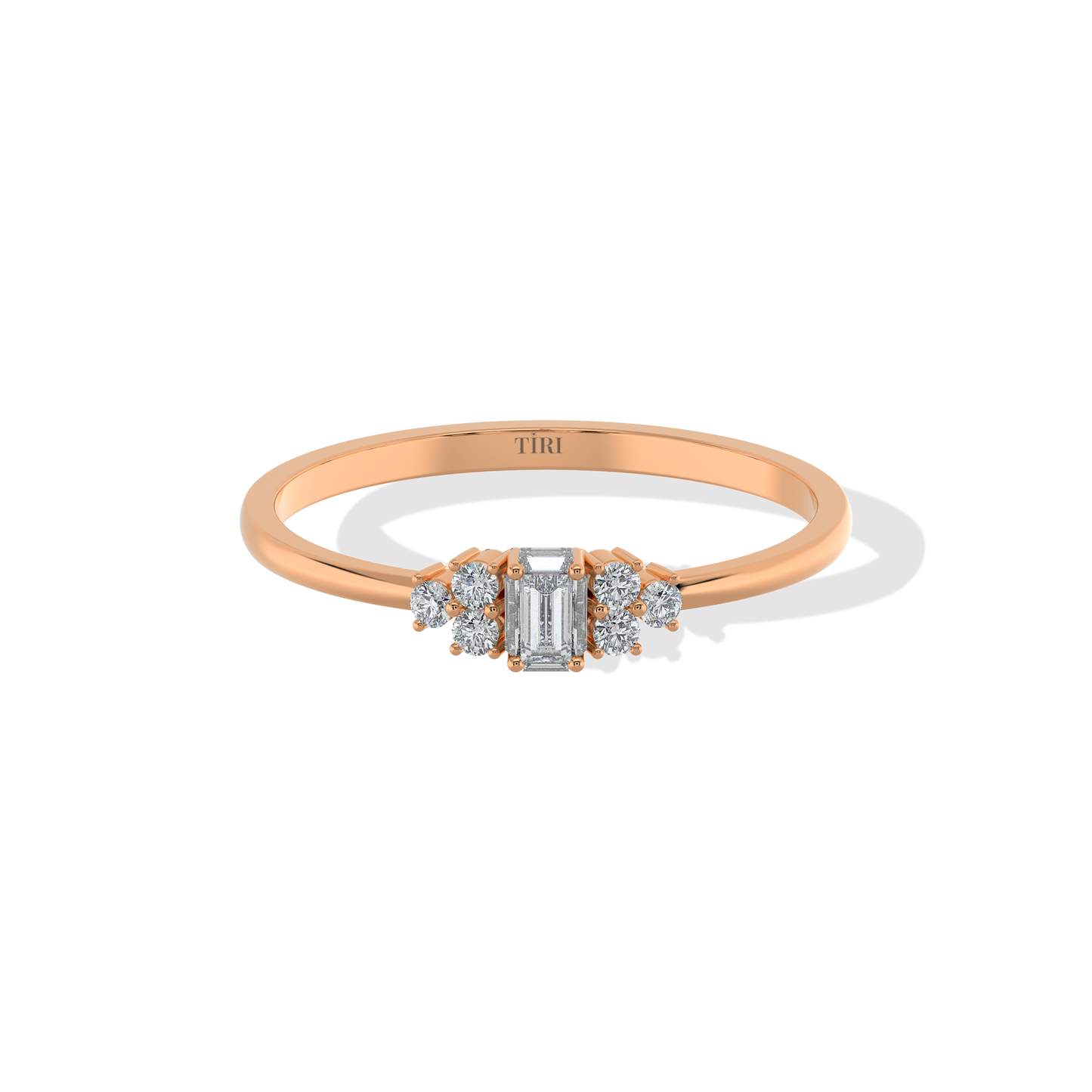 Tiri 0.80 TW diamond ring featuring a sleek band with sparkling diamonds on a white background.