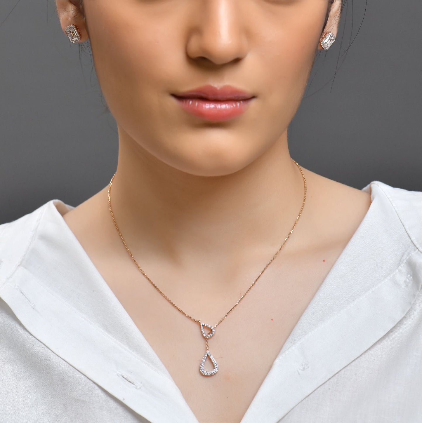0.54 TW Duo Drop Diamond Pendant