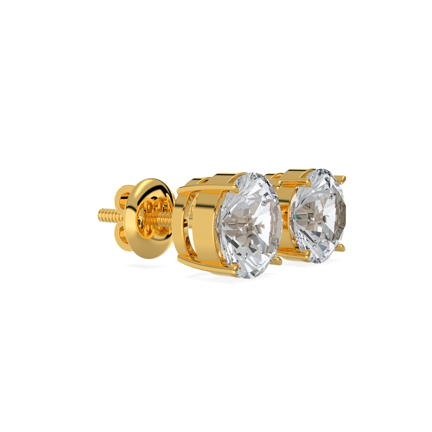Tiri classic round diamond solitaire stud earring with 1.00ct to 6.00ct sparkling diamond set in a sleek metal setting.