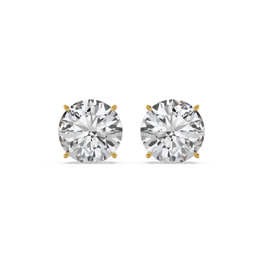 Tiri classic round diamond solitaire stud earrings featuring 1.00ct to 6.00ct sparkling diamonds on a secure setting