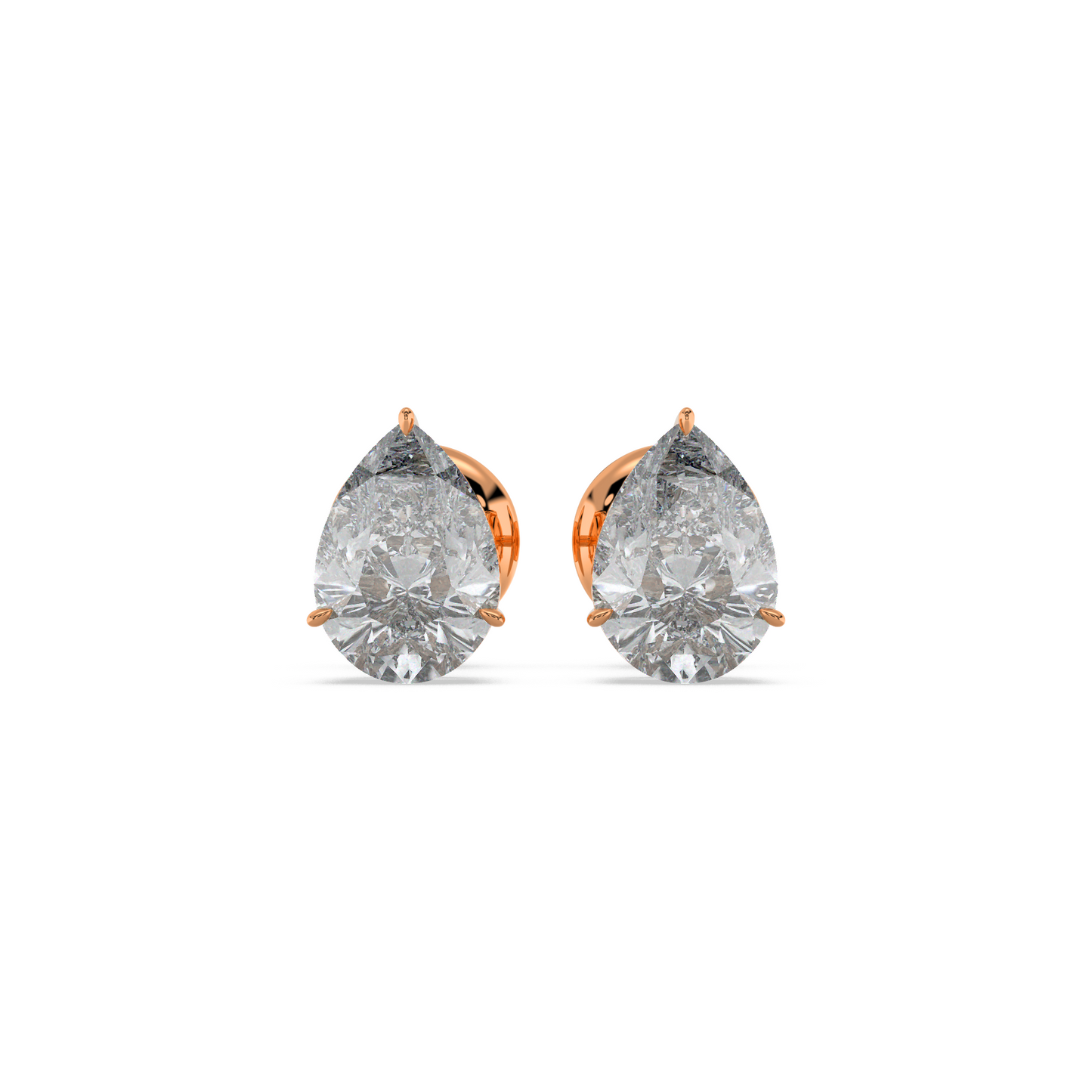 Tiri classic pear-shaped diamond solitaire stud earring with 1.00ct to 6.00ct pear diamond in a secure setting
