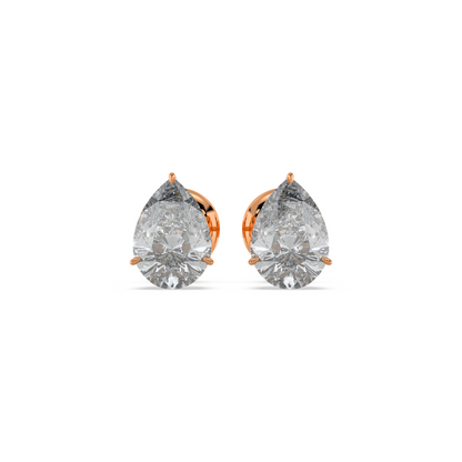 Tiri classic pear-shaped diamond solitaire stud earring with 1.00ct to 6.00ct pear diamond in a secure setting