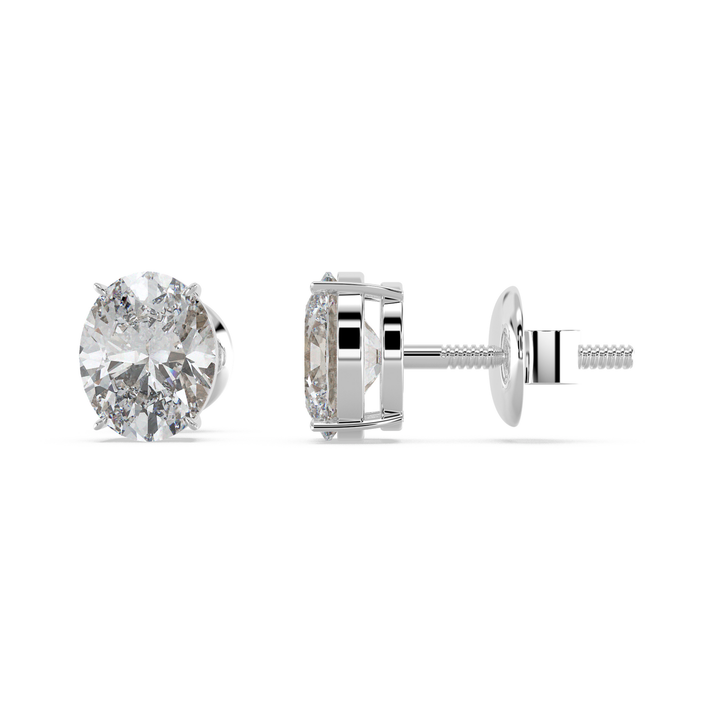 3.18 TW Classic Oval Diamond Solitaire Stud