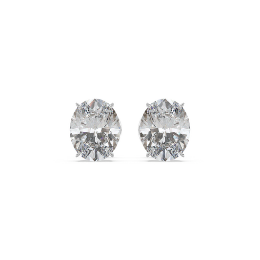 Tiri 3.18 TW classic oval diamond solitaire stud earrings showcasing sparkling diamonds on a silver setting