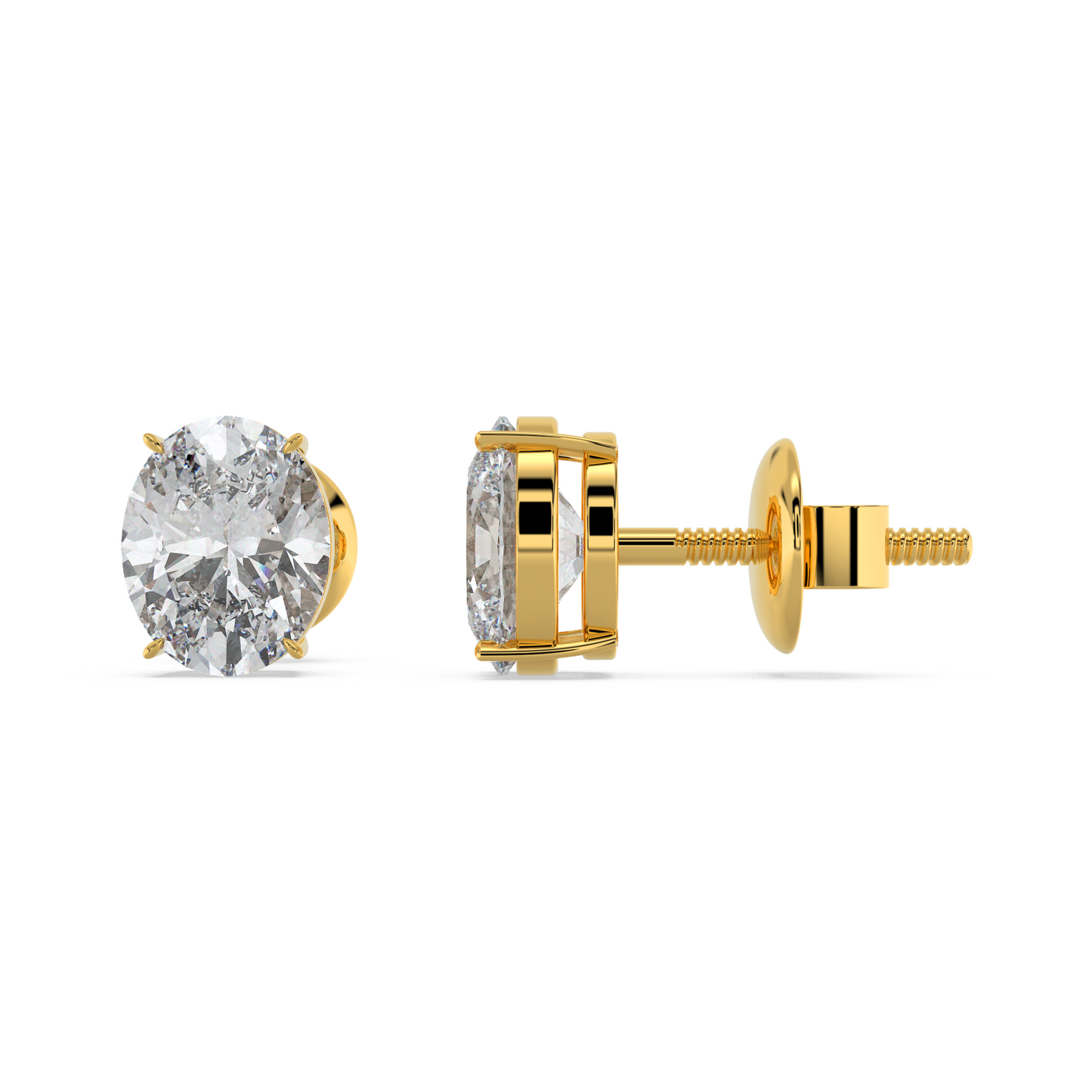 Tiri 1.00ct to 6.00ct classic oval diamond solitaire stud earrings with a sleek, elegant design and secure setting.