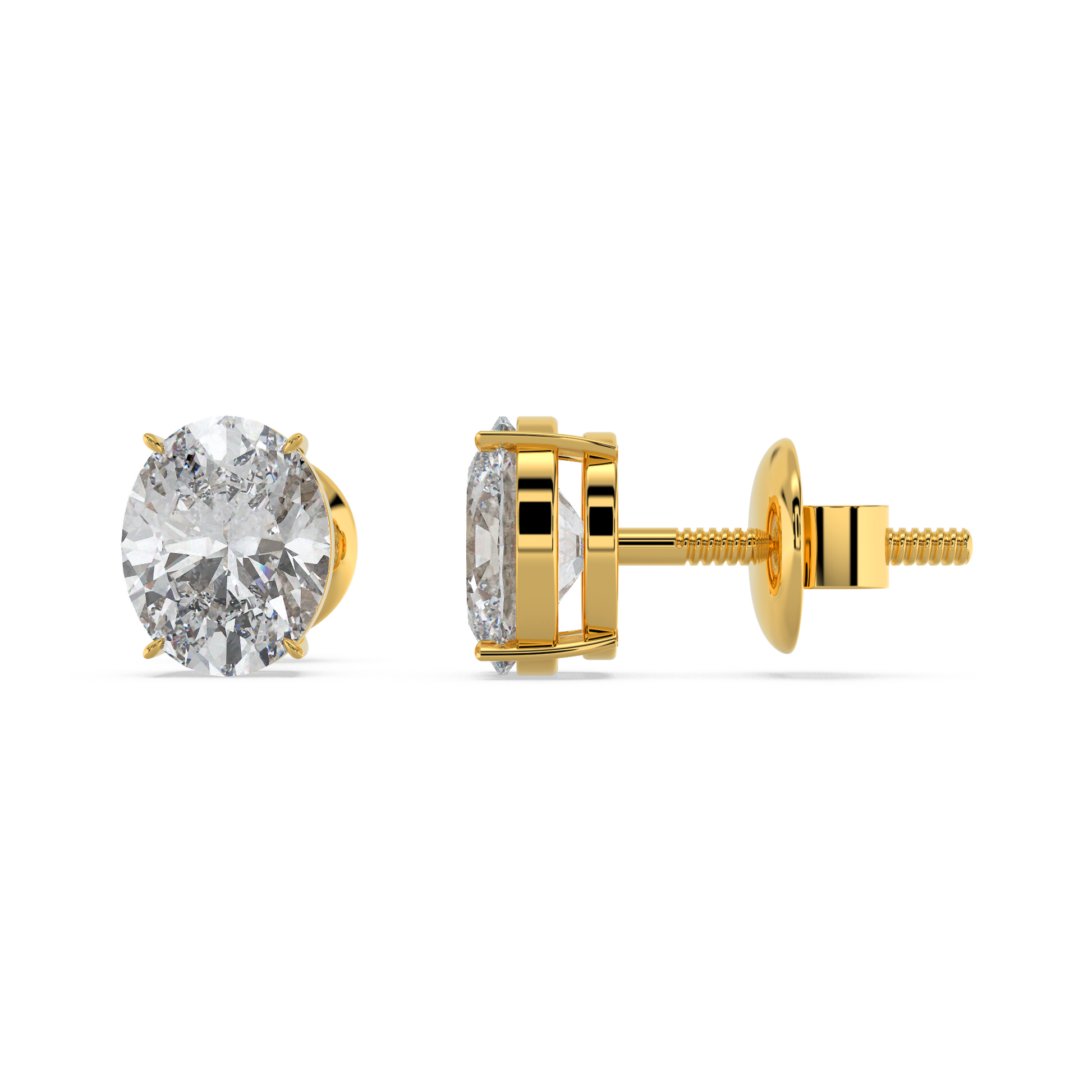 Tiri 1.00ct to 6.00ct classic oval diamond solitaire stud earrings with a sleek, elegant design and secure setting.