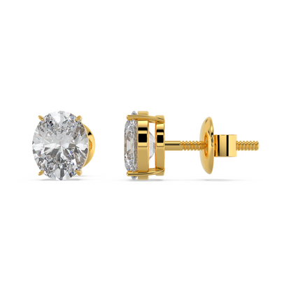 Tiri 1.00ct to 6.00ct classic oval diamond solitaire stud earrings with a sleek, elegant design and secure setting.