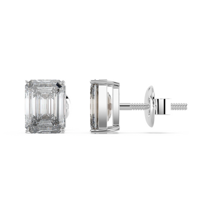 Tiri classic emerald diamond solitaire stud earring with a sparkling 1.00ct to 6.00ct emerald-cut diamond set in a sleek metal setting