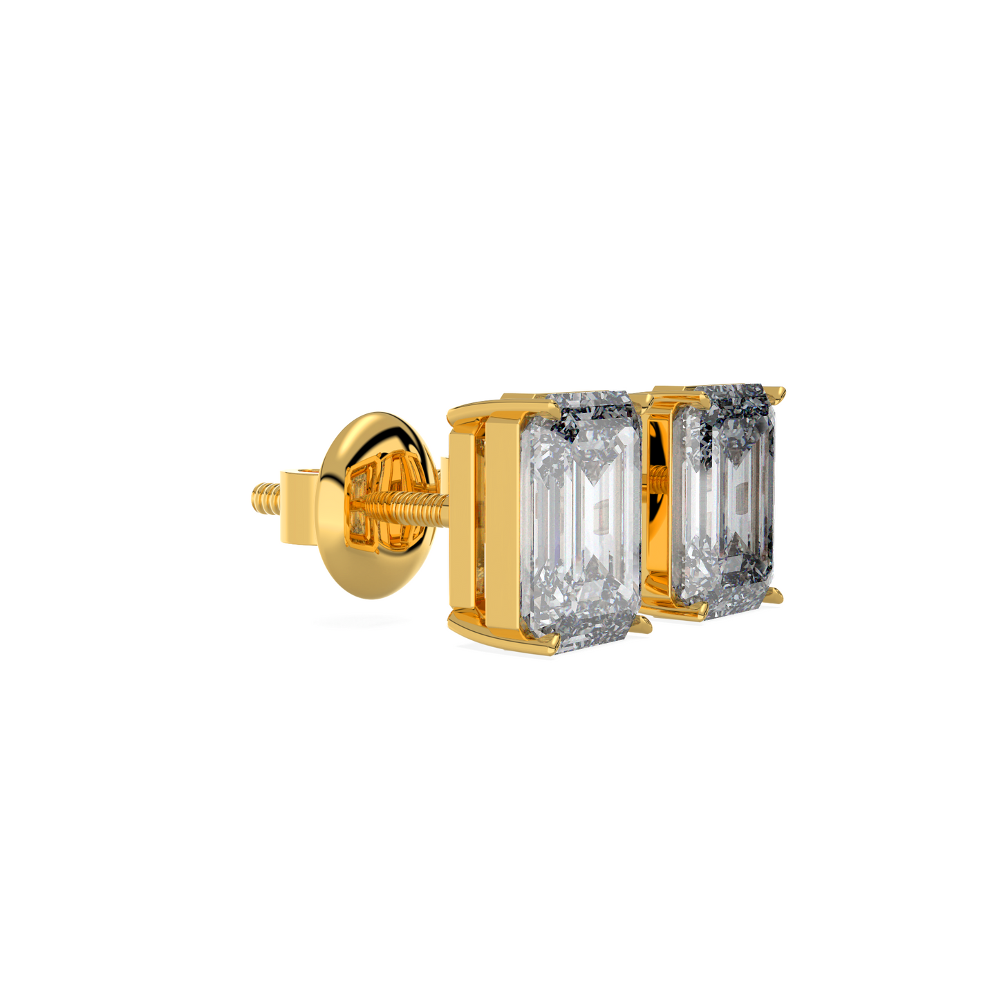 Tiri emerald diamond solitaire stud earring with a 1.00ct to 6.00ct classic emerald-cut diamond in a simple setting