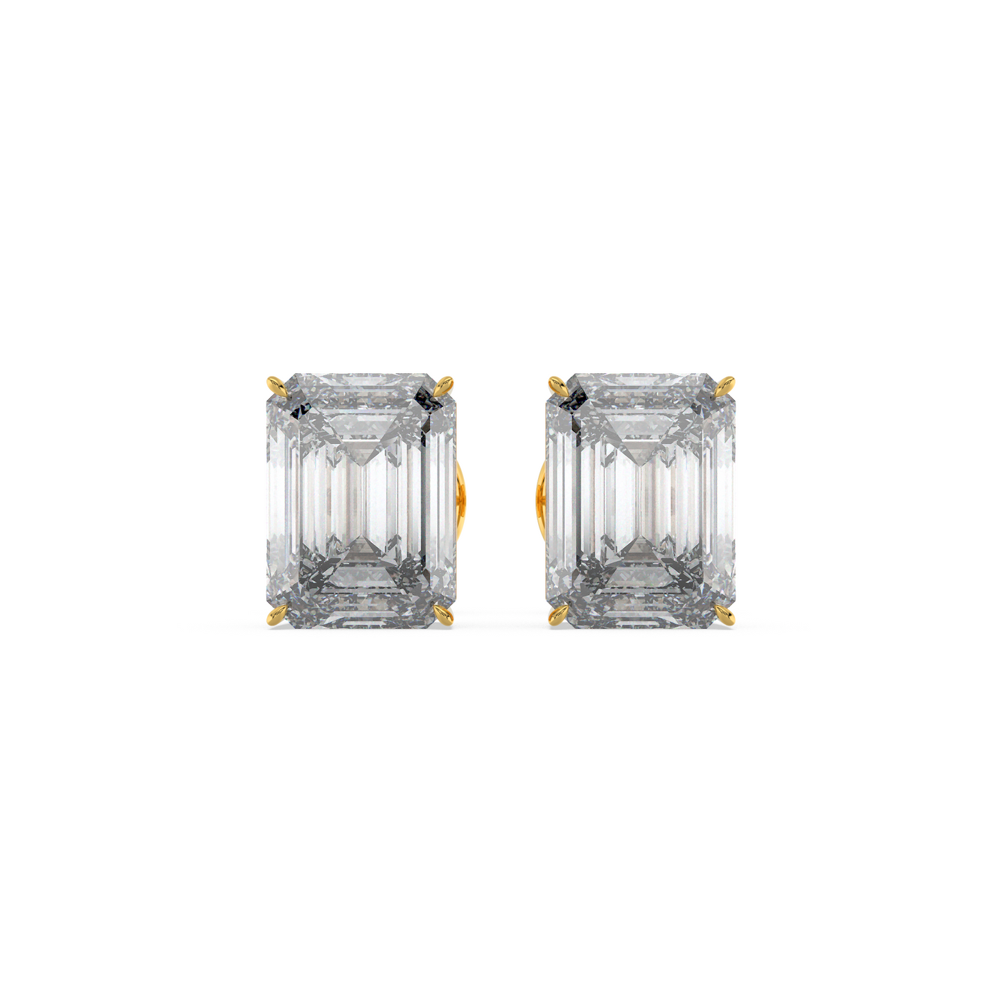 Tiri emerald diamond solitaire stud earring featuring a 1.00 to 6.00 carat classic emerald-cut diamond set in a sleek metal setting