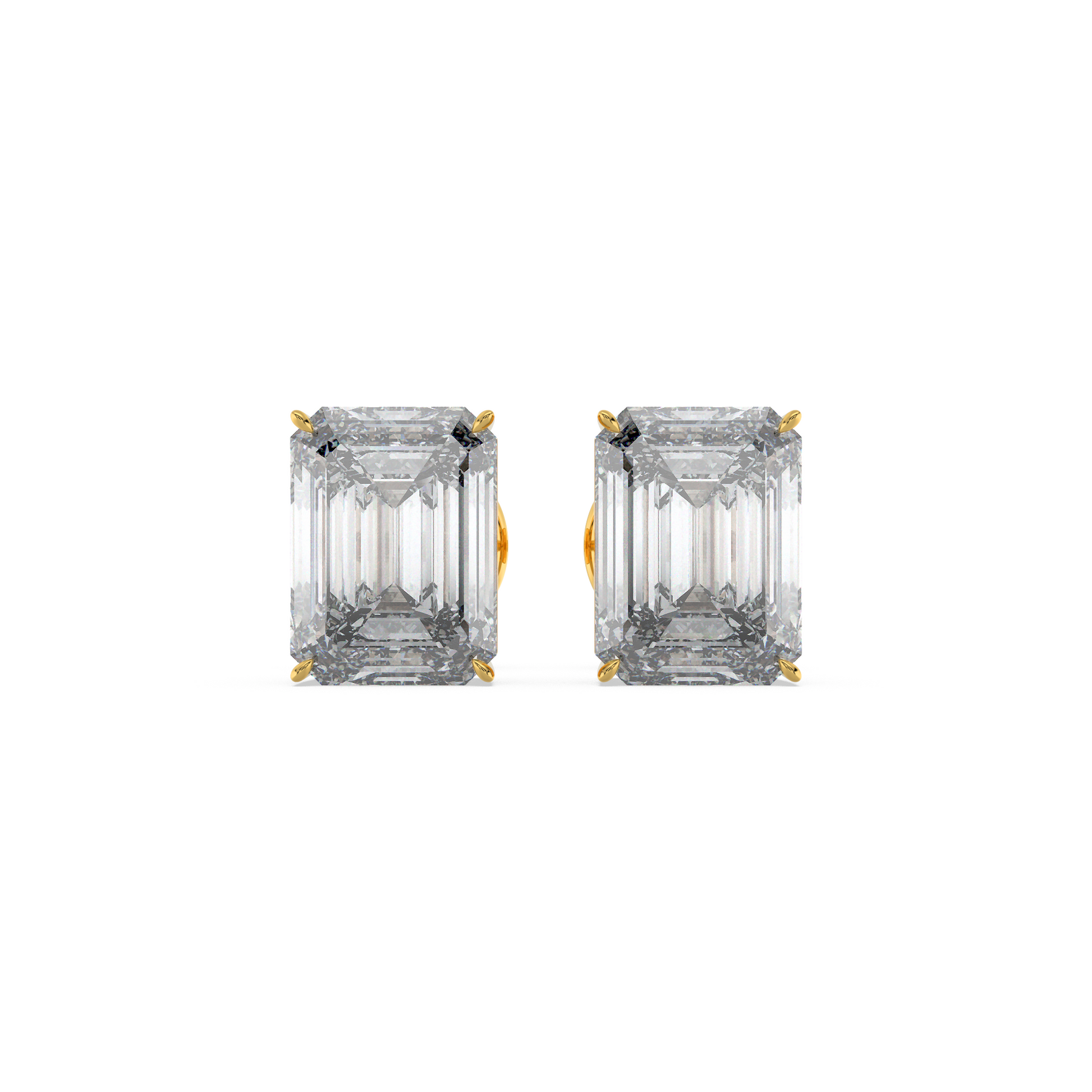 Tiri emerald diamond solitaire stud earring featuring a 1.00 to 6.00 carat classic emerald-cut diamond set in a sleek metal setting