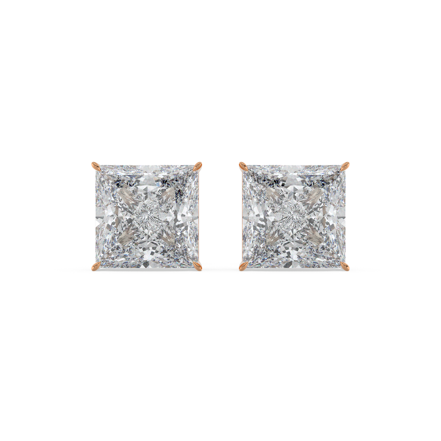 Tiri 1.00ct to 6.00ct classic princess diamond solitaire stud earring with a secure setting and sparkling center stone.