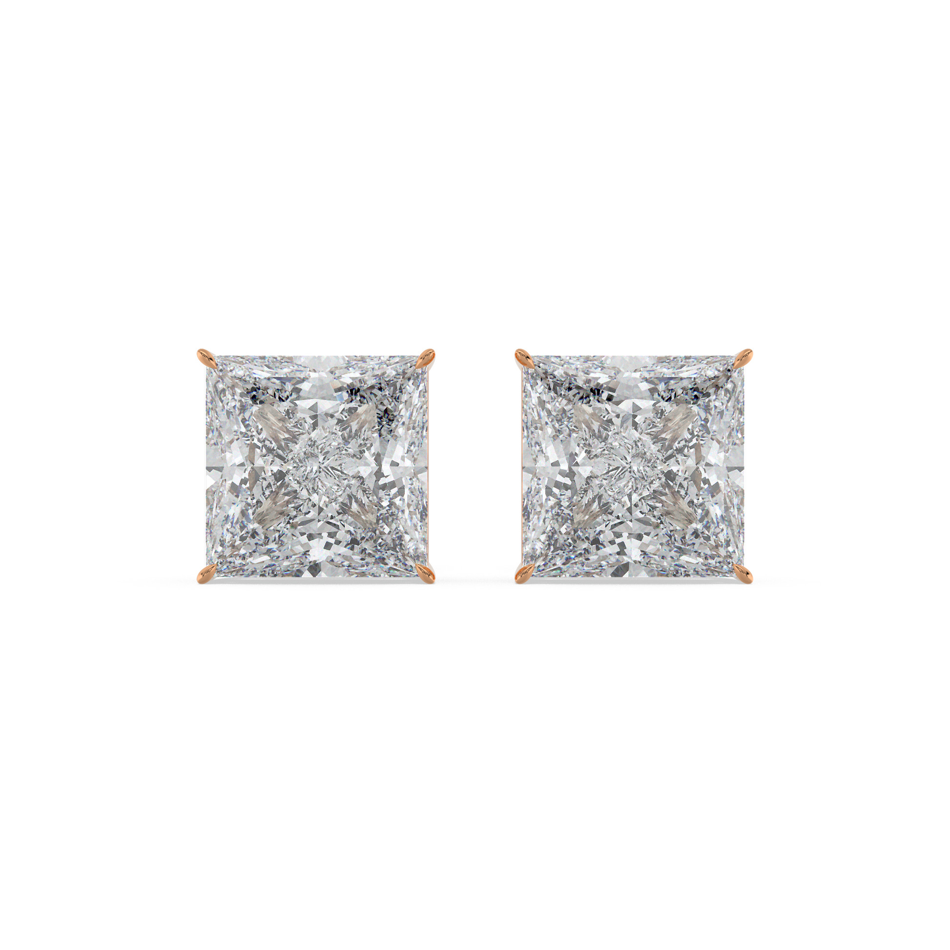 Tiri 1.00ct to 6.00ct classic princess diamond solitaire stud earring with a secure setting and sparkling center stone.