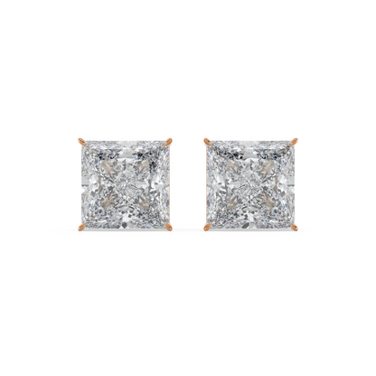 Tiri 1.00ct to 6.00ct classic princess diamond solitaire stud earring with a secure setting and sparkling center stone.