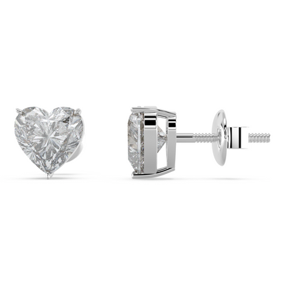 Tiri 1 to 6 carat classic heart-shaped diamond solitaire stud earring with a secure setting and sparkling brilliance.
