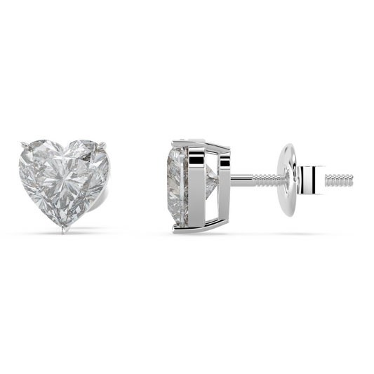Tiri 1 to 6 carat classic heart-shaped diamond solitaire stud earring with a secure setting and sparkling brilliance.