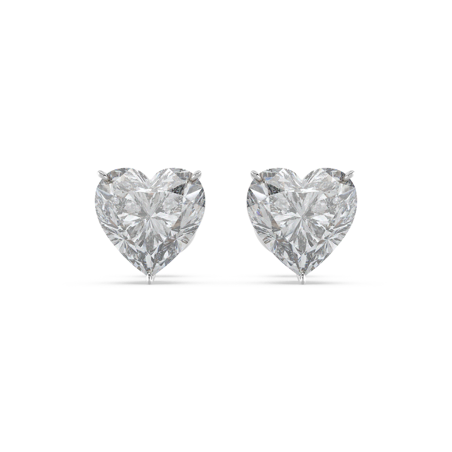 Tiri 1.51 TW classic heart-shaped diamond solitaire stud earrings with gold setting, showcasing a sparkling diamond design.