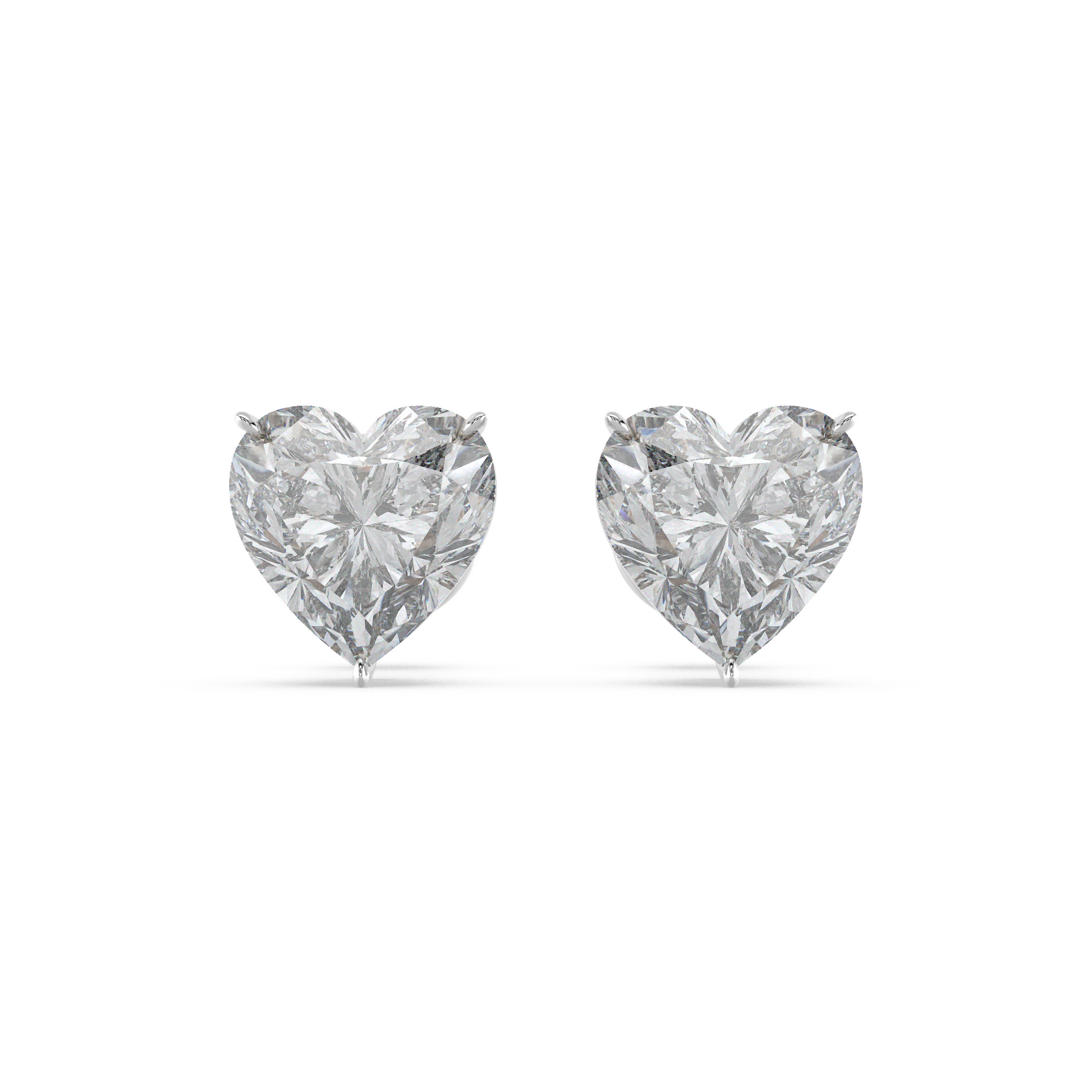 Tiri 1.51 TW classic heart-shaped diamond solitaire stud earrings with gold setting, showcasing a sparkling diamond design.