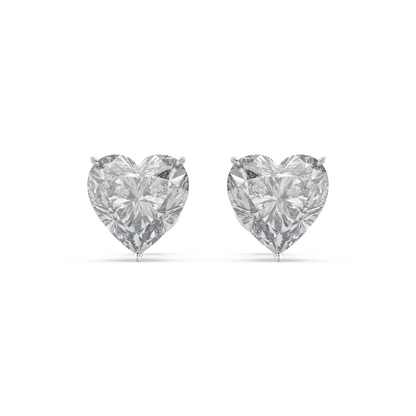 Tiri 1.51 TW classic heart-shaped diamond solitaire stud earrings with gold setting, showcasing a sparkling diamond design.