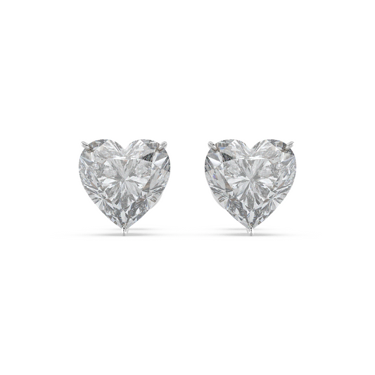 Tiri 1.51 TW classic heart-shaped diamond solitaire stud earrings with gold setting, showcasing a sparkling diamond design.