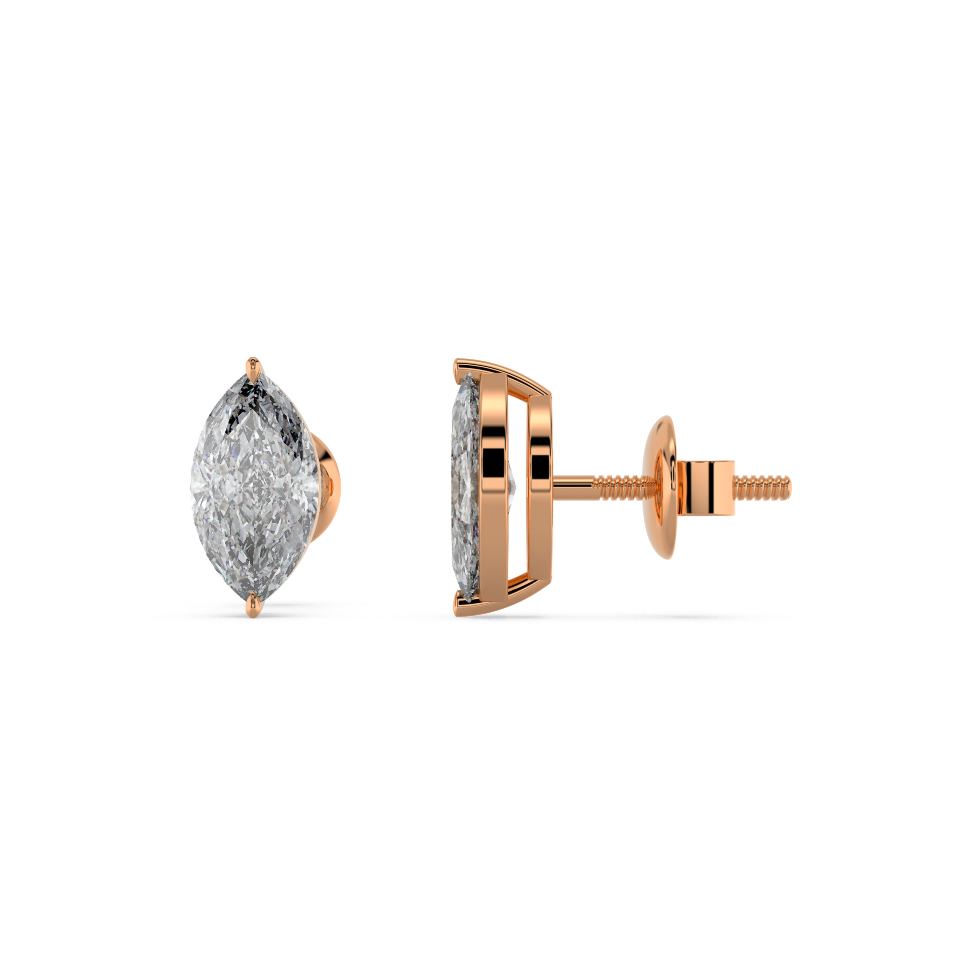 Tiri classic marquise diamond solitaire stud earring featuring a 1.00ct to 6.00ct sparkling diamond set in a simple metal setting
