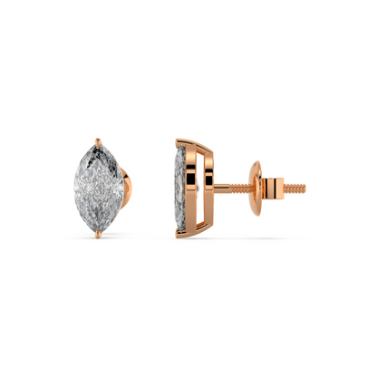 Tiri classic marquise diamond solitaire stud earring featuring a 1.00ct to 6.00ct sparkling diamond set in a simple metal setting