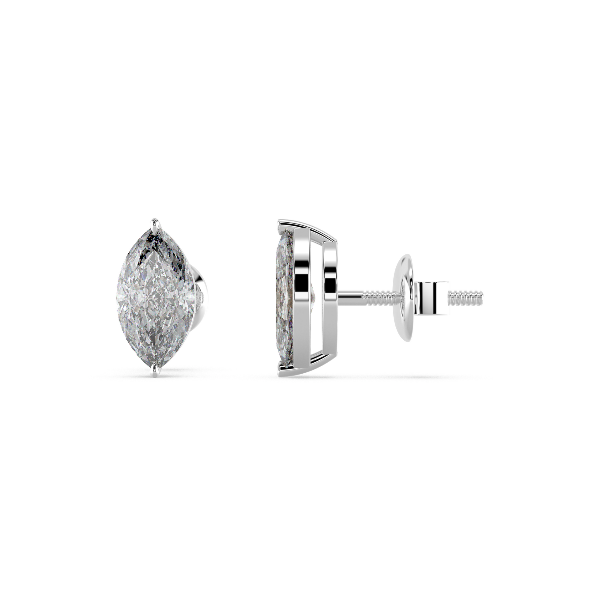 Tiri 3.08 TW classic marquise diamond solitaire stud earring with a sleek setting and sparkling diamond gemstone.