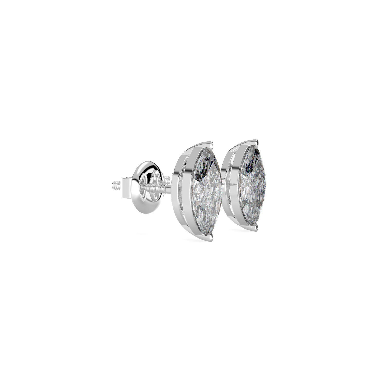 Tiri 3.08 TW Classic Marquise Diamond Solitaire Stud earrings with sparkling marquise-cut diamonds and sleek metal setting.