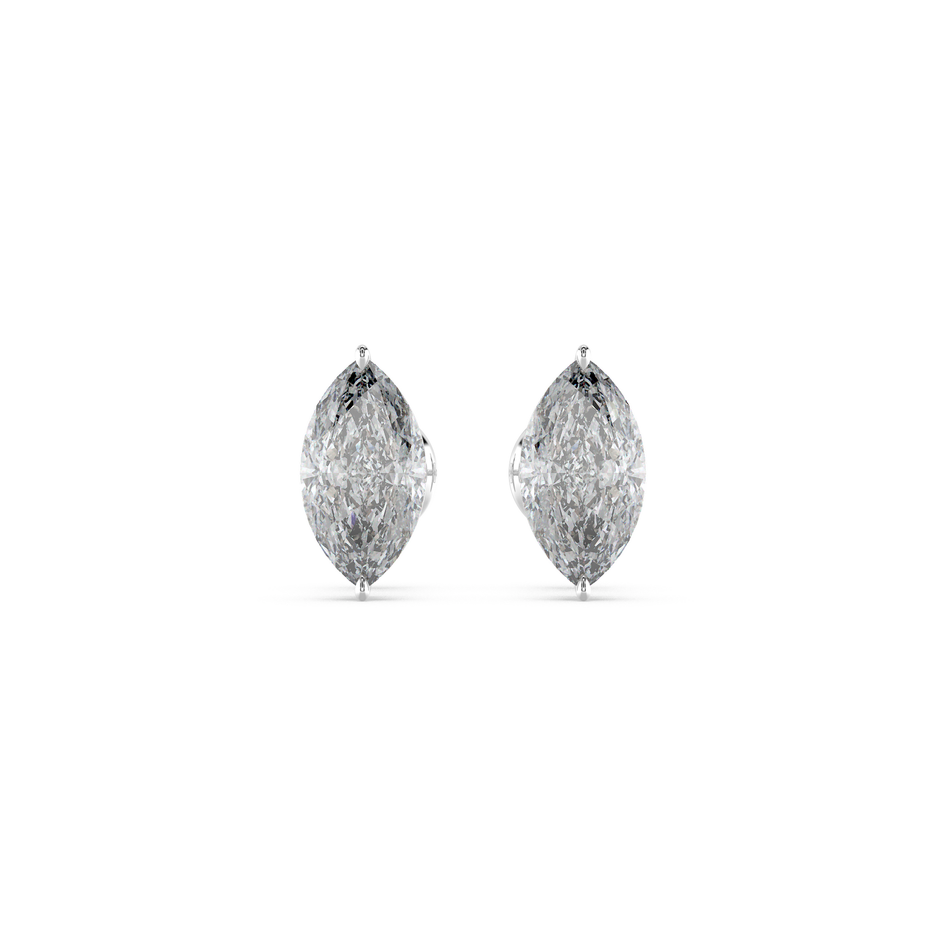 Tiri 3.08 TW classic marquise diamond solitaire stud earrings with a sleek silver setting on a white background.