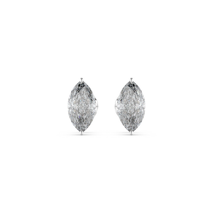 Tiri 3.08 TW classic marquise diamond solitaire stud earrings with a sleek silver setting on a white background.
