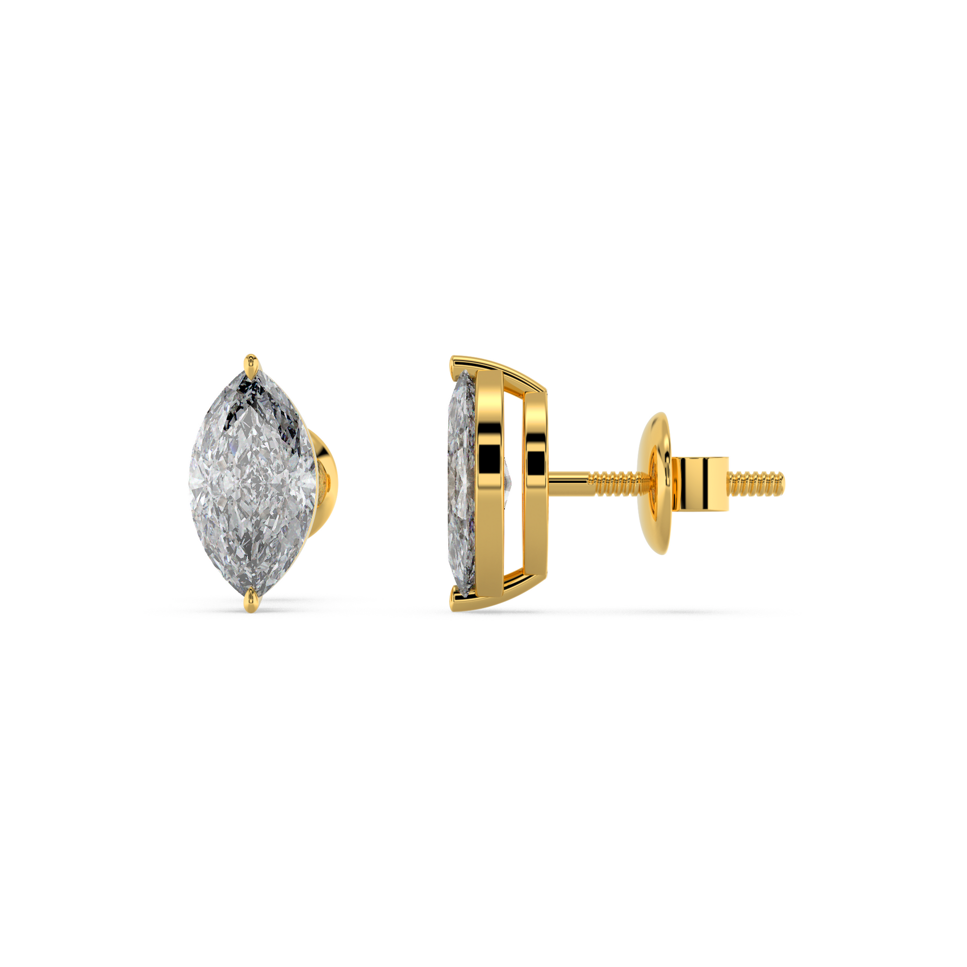 Tiri classic marquise diamond solitaire stud earring featuring 1.00 to 6.00 carat marquise-cut diamond set in a sleek metal setting