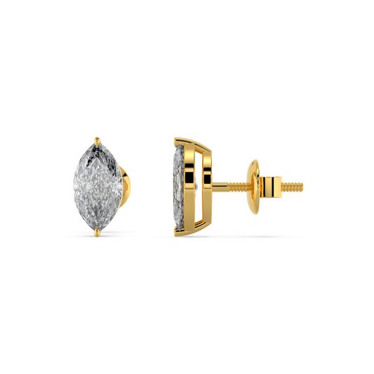 Tiri classic marquise diamond solitaire stud earring featuring 1.00 to 6.00 carat marquise-cut diamond set in a sleek metal setting