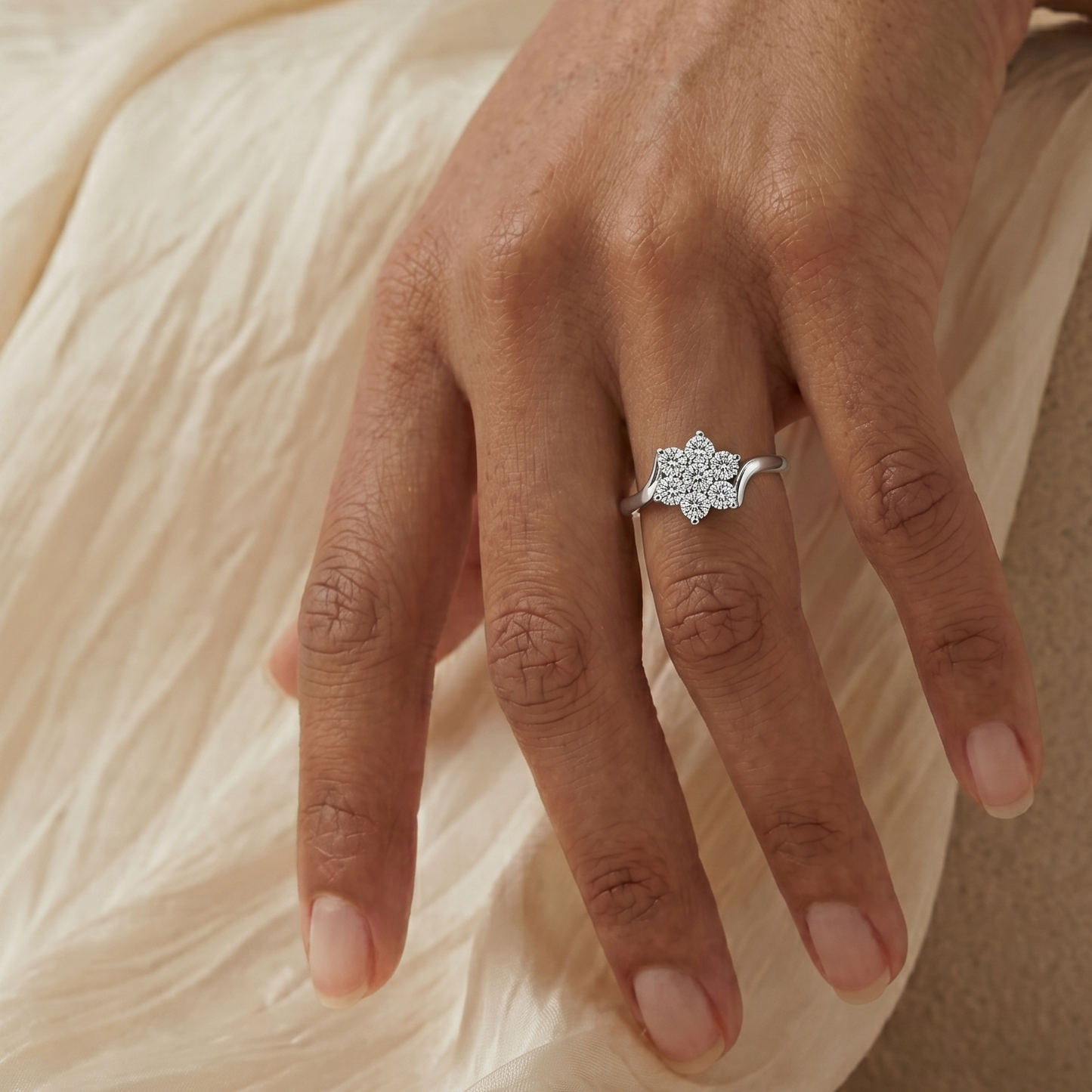 Floral Cluster Diamond Ring