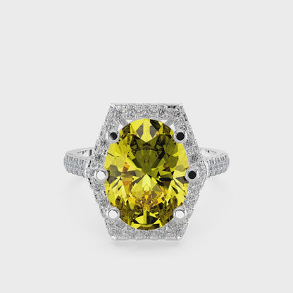 Radiant Citrine Halo Ring