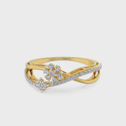 Golden Diamond Infinity Ring