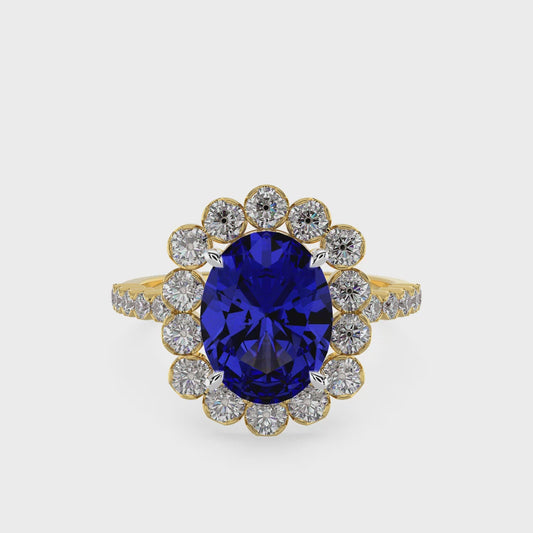 0.80 TW Diamond 2.00 Blue Sapphire Cl Stone Ring