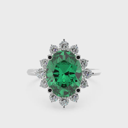 Emerald Halo Engagement Ring