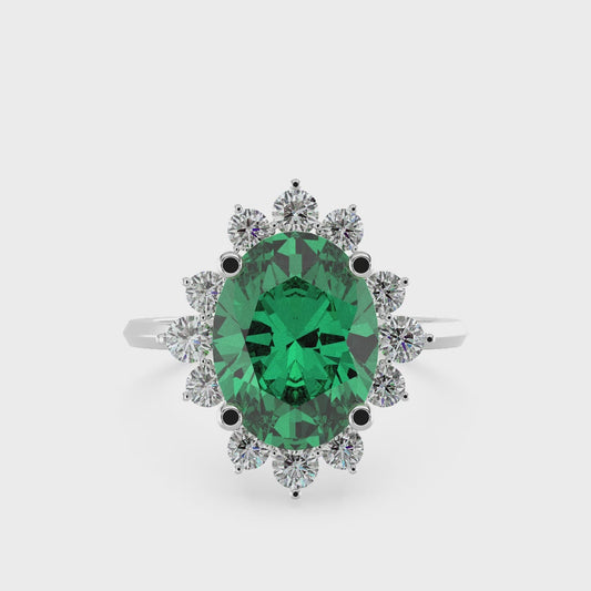 0.70 TW Diamond 4.00 Emerald Cl Stone Ring