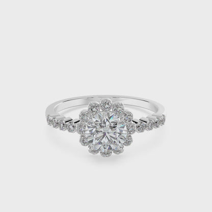 Floral Halo Diamond Ring