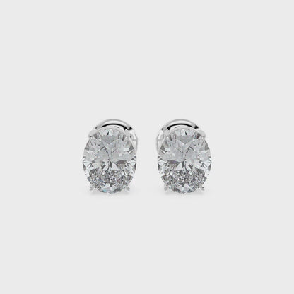 3.18 TW Classic Oval Diamond Solitaire Stud