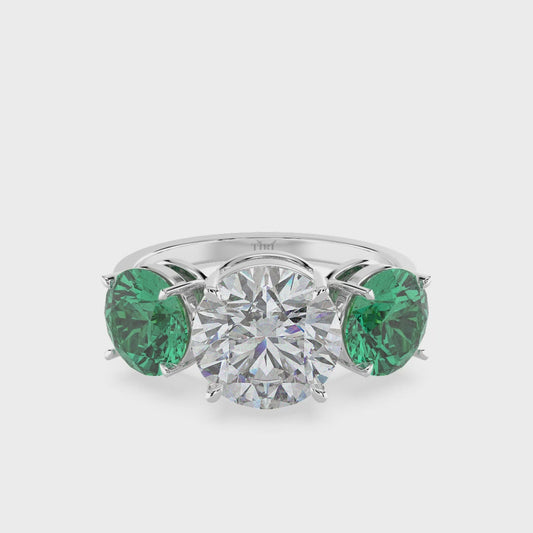 1.00 TW Diamond 2.00 Emerald Cl Stone Ring